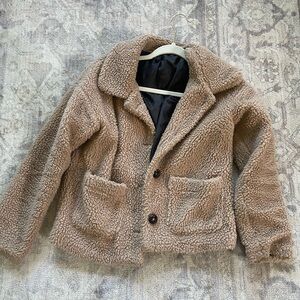 SHEIN Cropped Teddy Coat